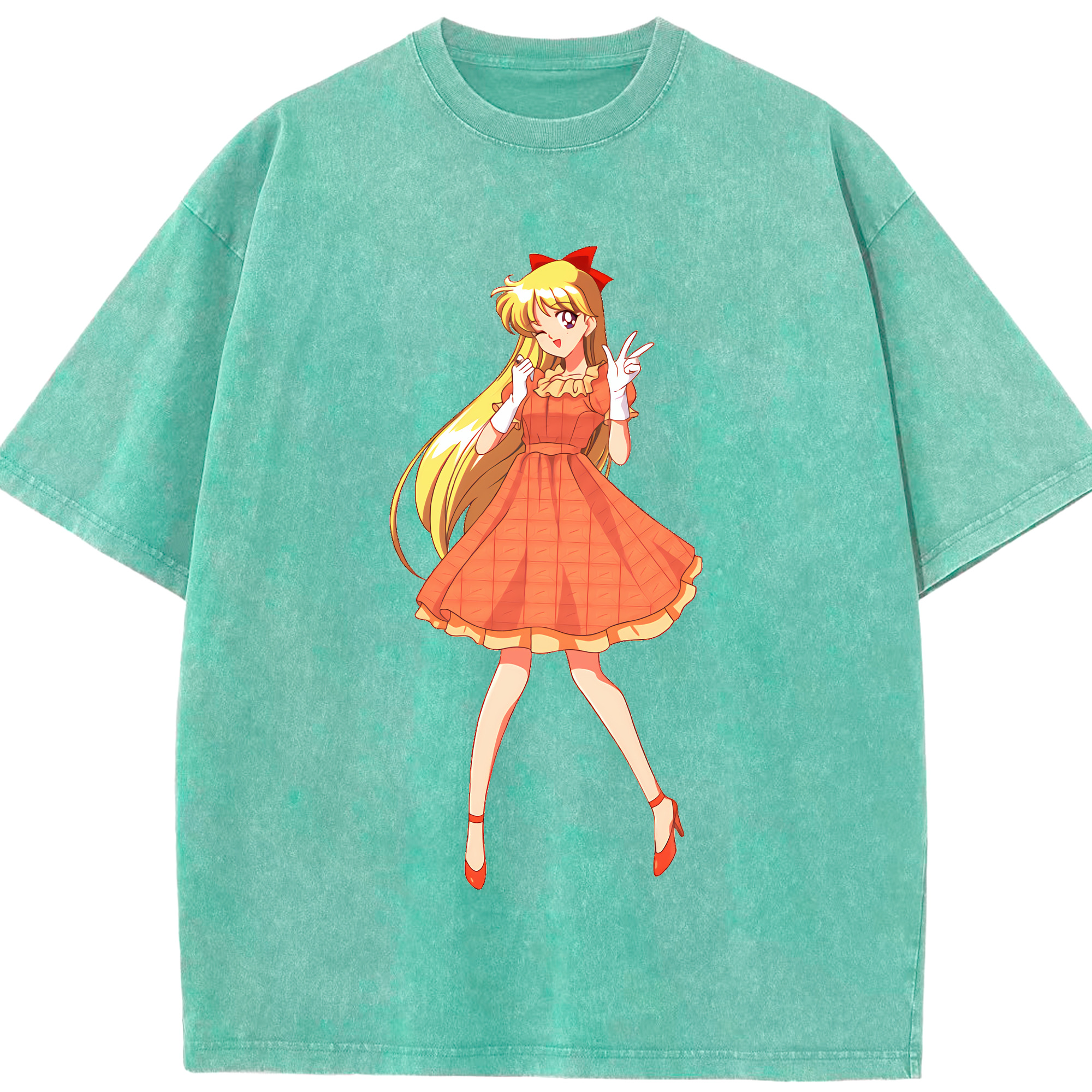 （画像用） 美少女戦士セーラームーン 愛野 美奈子 あいの みなこ Sailor Moon Aino Minako 綿100% ヴィンテージ風 半袖Tシャツ（フロントプリント）